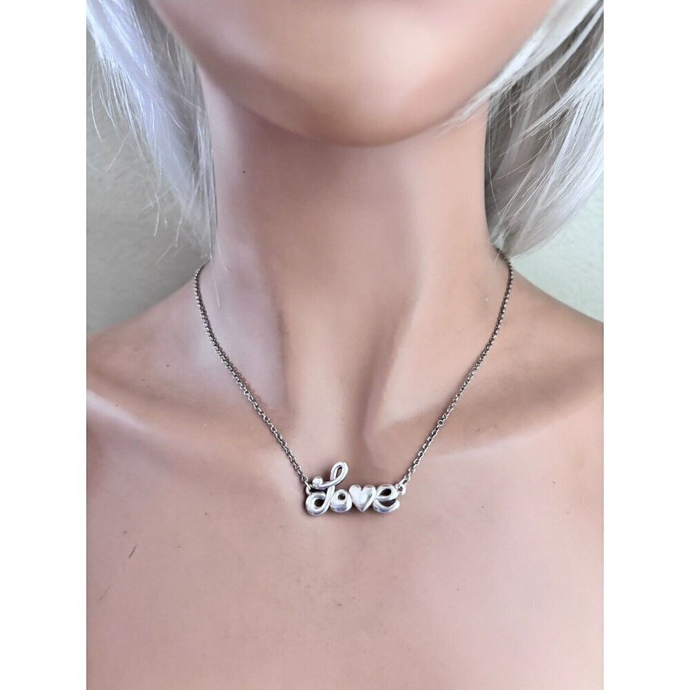 Vintage Brighton Silver Colored Love Necklace NWT